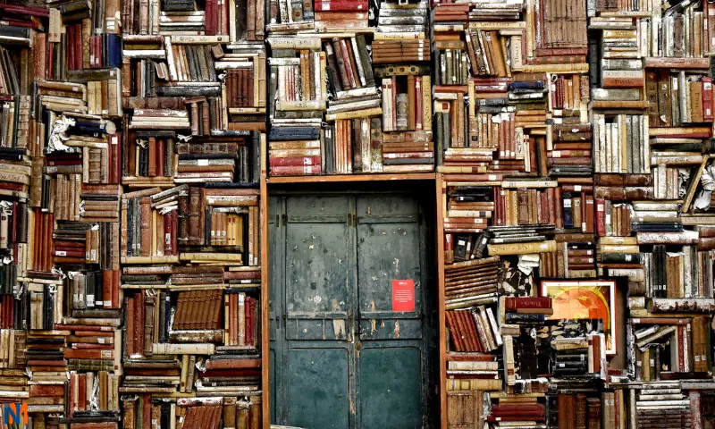 Paredes de Libros que dan sostén a una puerta